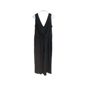 Candie's V-Neck Jumpsuit Black Women's Size L Casual Lightweight Romper